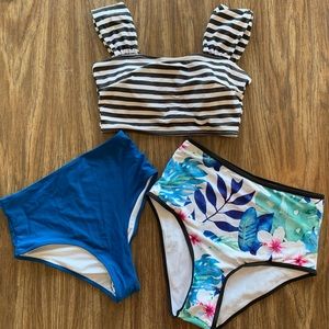 Cupshe size small bikini top, 2 bottoms